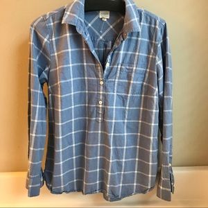 J. Crew Chambray Plaid Button Down Blouse
